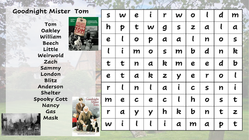 Goodnight Mister Tom Wordsearch