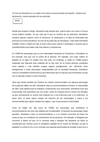 Essay: Almodovar: “El cine de Almodóvar es un asalto a los valores convencionales de España”.