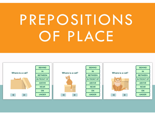 Prepositions of place. PowerPoint. Distance learning.