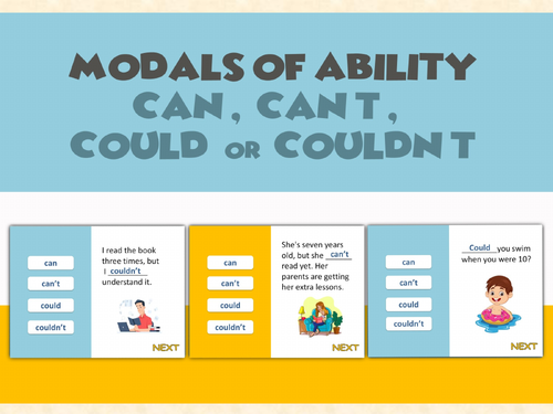 Modals can', 'can't', 'could' or 'couldn't. PowerPoint Distance learning