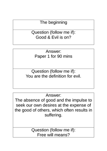 Good & Evil. Eduqas/WJEC. Whole Unit Revision Resource.