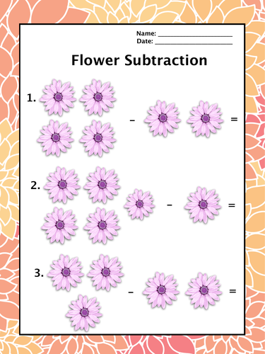 FLOWER MATH! SUBTRACTION Practice (4)