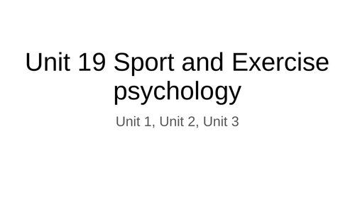 unit 19 resource sport and exercise psyc | Teaching Resources