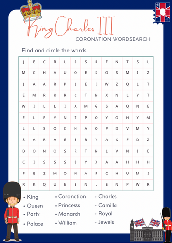 King Charles III - Word search and Answers