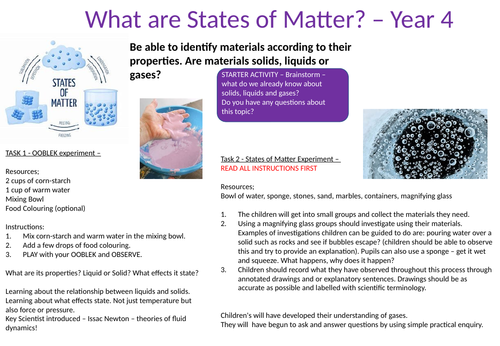 Year 4 - States of Matter Experiments