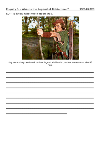 Who is Robin Hood worksheet