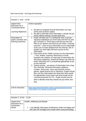 Safer Internet Day Planning - KS1