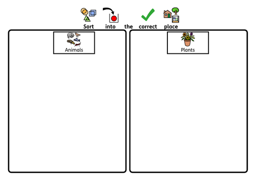 Maths: Sorting activity - Animals and plants