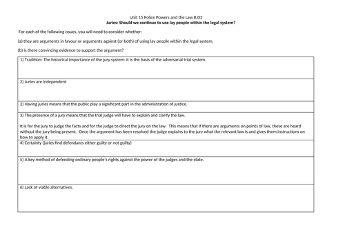 BTEC L3 UPS Unit 15 Police Powers and the Law