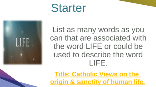EDUQAS WJEC RS ROUTE B ORIGINS & MEANINGS - Sanctity of life