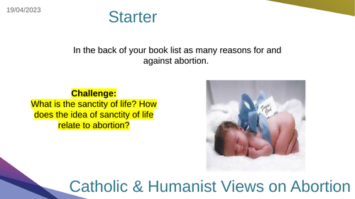 EDUQAS WJEC RS ROUTE B ORIGINS & MEANINGS - Catholic & humanist responses to abortion
