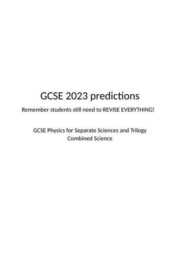 AQA GCSE 2023 Predictions (Physics)