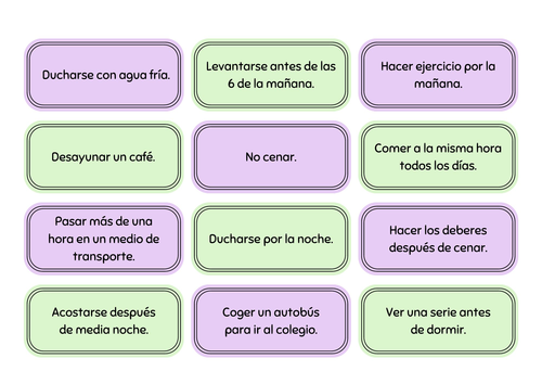 Conversation card: Daily Routine (Spanish)