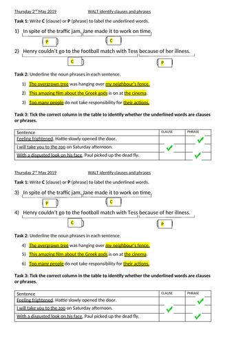 Y6 SPaG Revision - Recognise the difference between prepositions and conjunctions