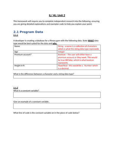 Digital production, development & design T level -CA2 Unit worksheet