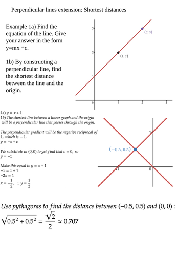 Perpendicular Lines Extension: Distance from lines to origin