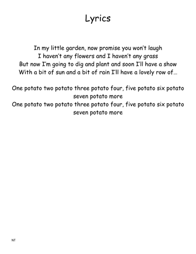 Early Years- In my little garden...Potato song