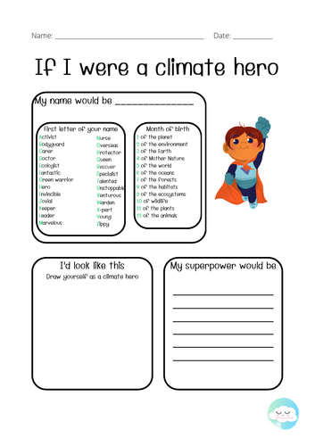If I Were a Climate Hero/Heroine  | Earth Day Writing Activity