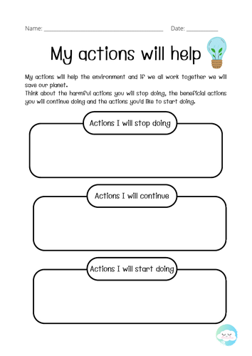 My Actions Help  | Earth Day and Environmental Awareness Worksheet