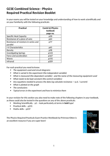 AQA GCSE Physics Required Practical Booklets