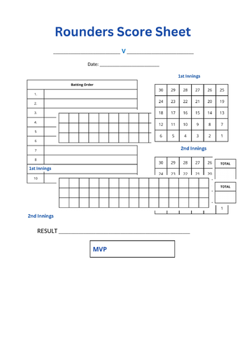 Rounders Score Sheet