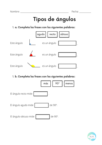Ficha: Tipos de Ángulos  | Actividad de Geometría para Primaria
