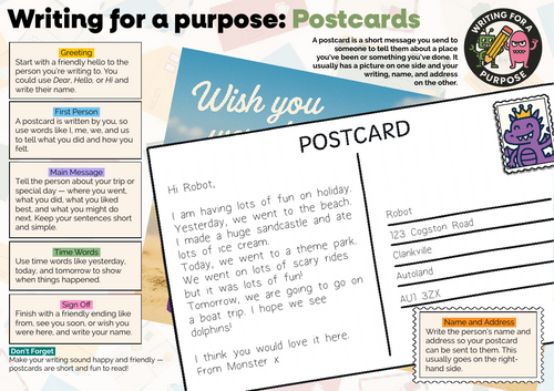 Writing for a Purpose: Postcards KS1+