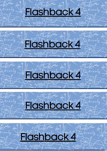 Flashback 4  - Title sheet for maths books