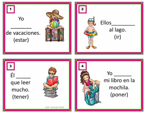 Spanish Irregular Verbs Present Tense Task Cards (Ser/Estar/Tener/Dar/Ver etc.)
