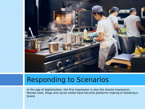 Hospitality Studies – scenarios about restaurants and cafes with poor service and cleanliness