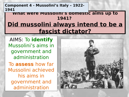 Year 13 Component 4 - Mussolini Lesson 9 - Mussolini aim to be a dictator?