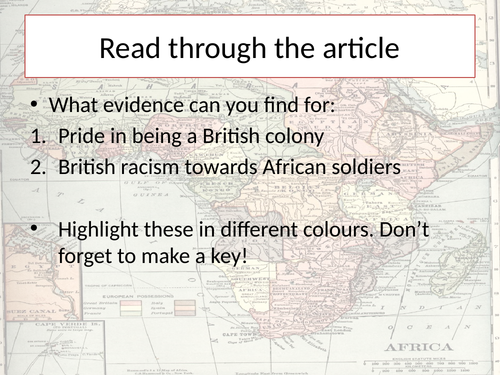 EDEXCEL - Colonisation and Decolonisation in Africa 1870-1981 Coursework  Impact of WWI on Africa