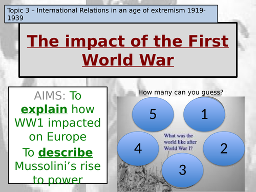 International Relations in an age of extremism. Impact of WWI