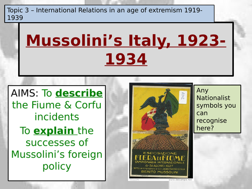 International Relations in an age of extremism. Mussolini's Italy