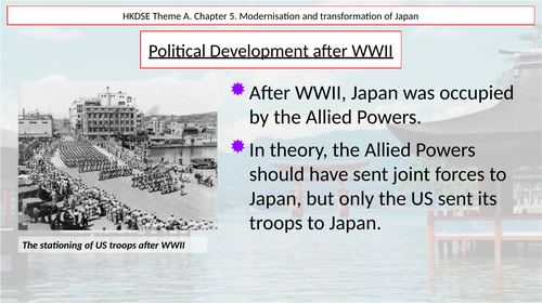 Japans history:  Japan during and after WWII Changes to the country as a result.