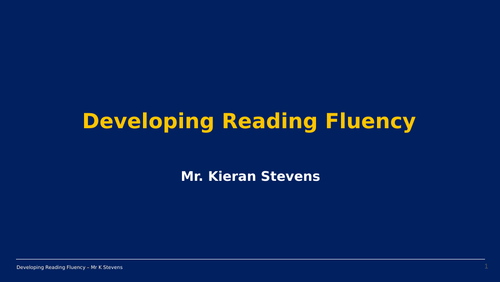 Reading Fluency CPD