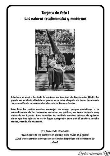 A-level Spanish - Photo Card 1 (Los valores tradicionales y modernos)