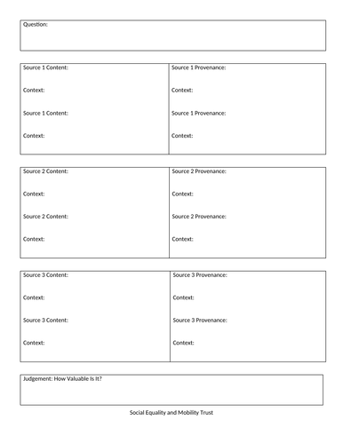 A-Level History Source Question Planning and Structure Sheet Guide