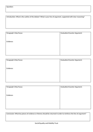 a level history essay plan template