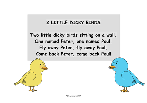 2 LITTLE DICKY BIRDS NUMBER RHYME MATHS EYFS