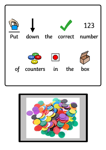 Maths: Put down the correct amount of counters in the box up to five
