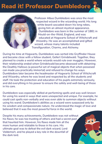 'Read it! Professor Dumbledore' - Reading Comprehension