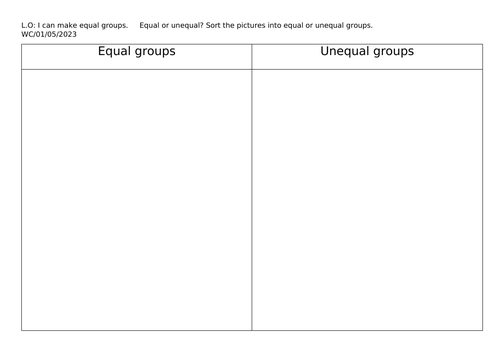 Sorting Equal and unequal groups