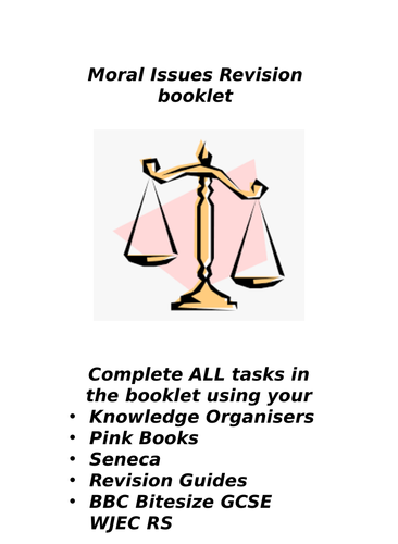 EDQUAS WJEC Moral Issues Revision Work booklet