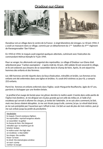 Les représailles French A level Worksheet