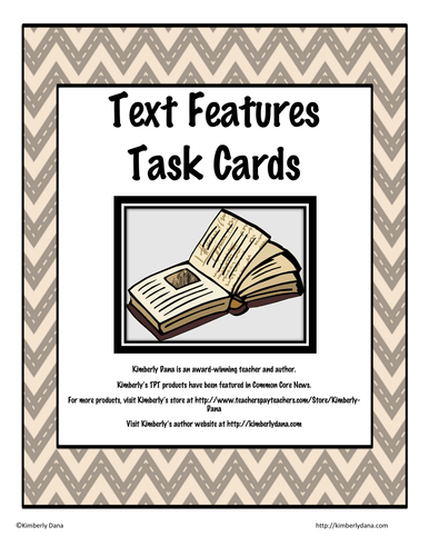 Text Features Task Cards
