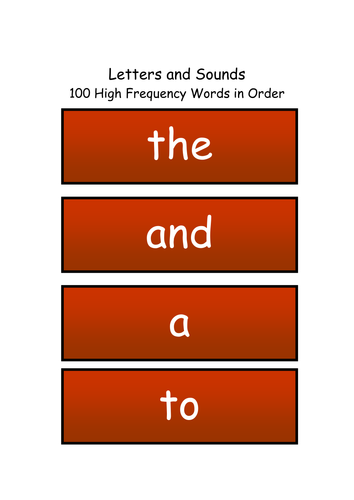 100 HFW HIGH FREQUENCY WORDS