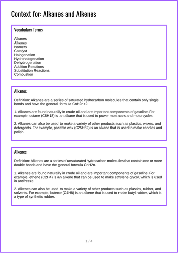 Context Builder for Alkanes and Alkenes