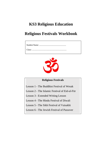 KS3 Religious Education Workbook - Religious Festivals