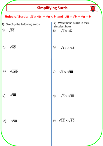 Simplifying Surds